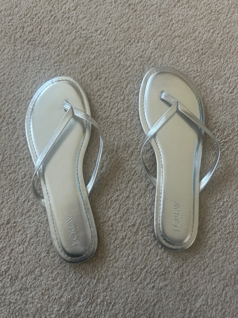 J. Crew Metallic Silver Thong Sandals